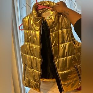 Michael Kors Gold Puffer Vest Size M
